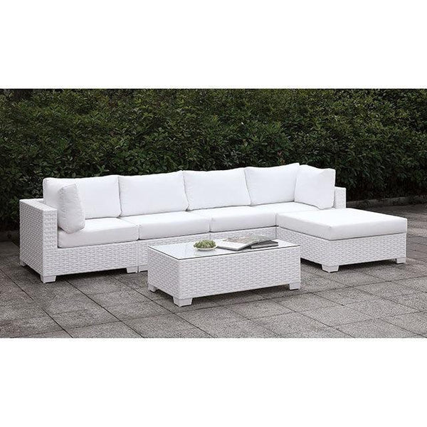 Somani CM-OS2128WH-SET12 White Contemporary L-Sectional W/ RIGHT Chaise + Coffee Table By Furniture Of America - sofafair.com