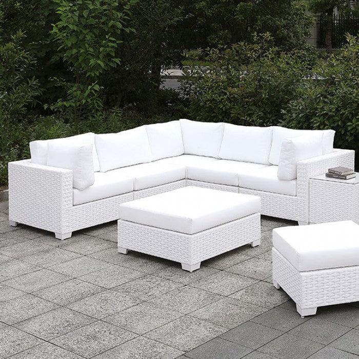 Somani CM-OS2128WH-SET18 White Contemporary L-Sectional + Chair + 2 Ottomans By furniture of america - sofafair.com