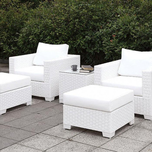 Somani CM-OS2128WH-SET20 White Contemporary 2 ChairS + 2 OttomanS + End Table By furniture of america - sofafair.com