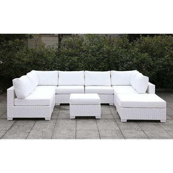 Somani CM-OS2128WH-SET4 White Contemporary U-Sectional + Ottoman By Furniture Of America - sofafair.com