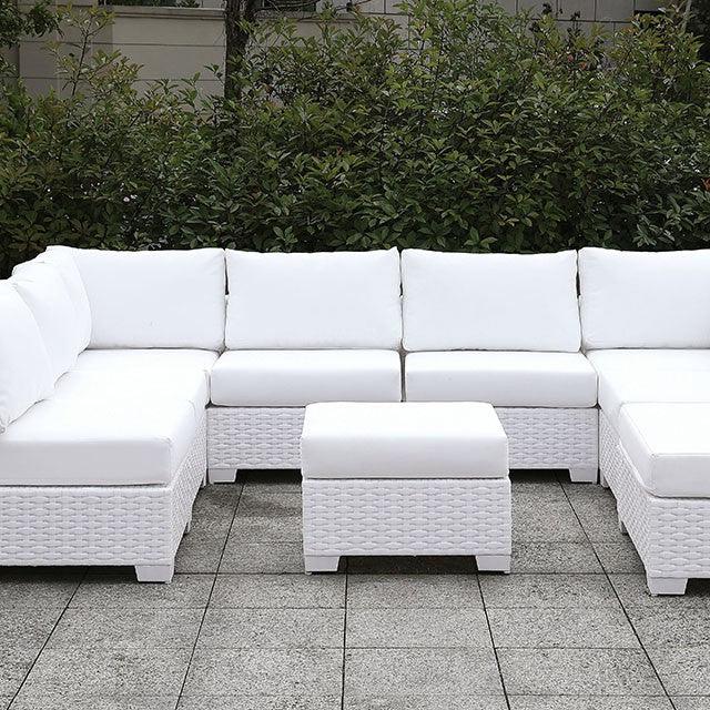 U-Sectional + Ottoman by Furniture Of America Somani CM-OS2128WH-SET4 White Contemporary - sofafair.com