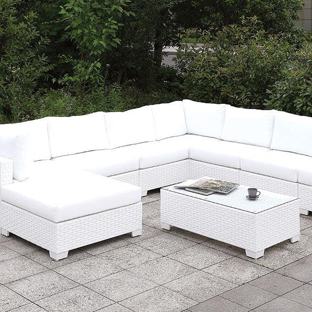 Somani CM-OS2128WH-SET7 White Contemporary U-Sectional + Coffee Table By Furniture Of America - sofafair.com