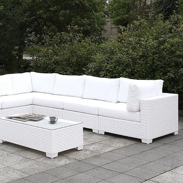 Somani CM-OS2128WH-SET8 White Contemporary L-Sectional + Coffee Table By Furniture Of America - sofafair.com