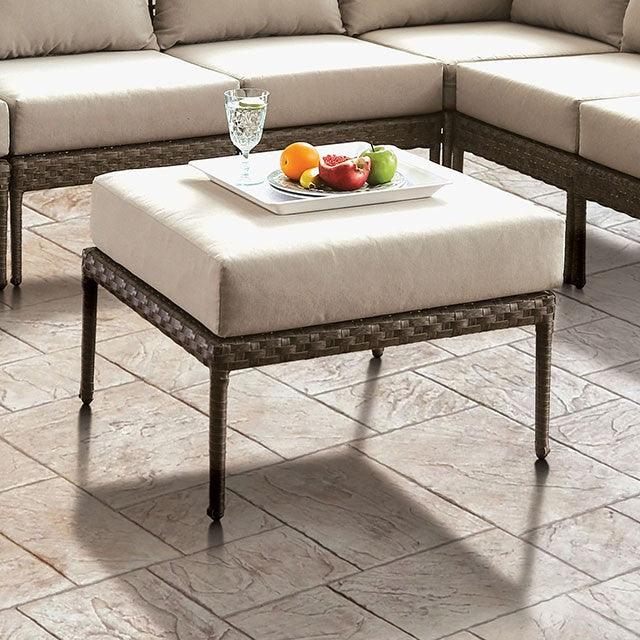 Aleisha CM-OS2599-OT Gray/Beige Contemporary Patio Ottoman By Furniture Of America - sofafair.com