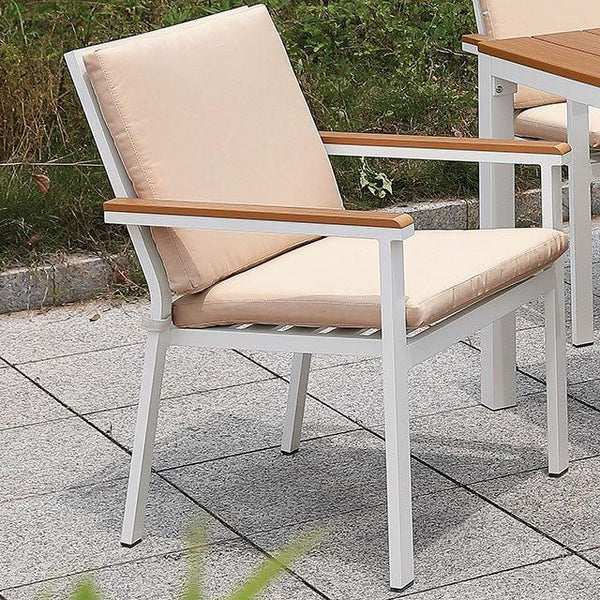 Aisha CM-OT1867AC White/Oak/Beige Transitional Chair (2/Ctn) By Furniture Of America - sofafair.com