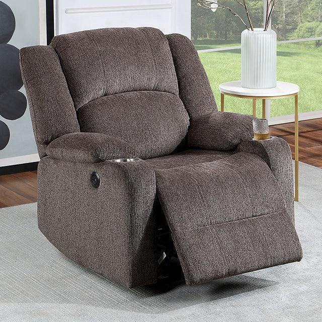 Hadrian CM-RC6749BR Brown Transitional Power Recliner By Furniture Of America - sofafair.com