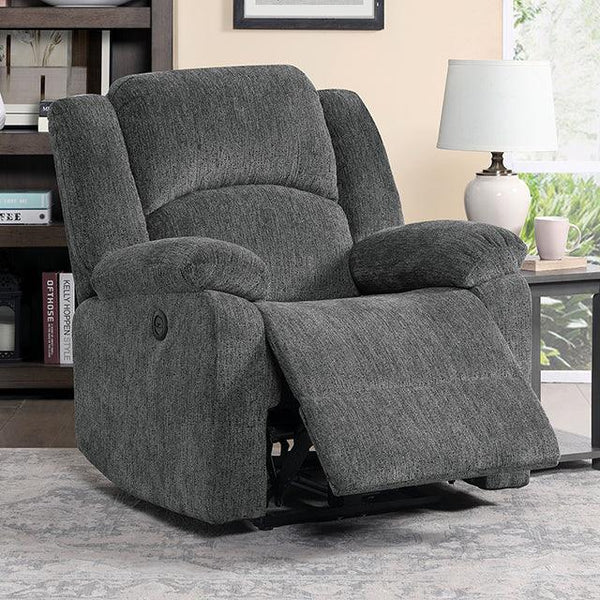 Charon CM-RC6763GY Gray Transitional Power Recliner By Furniture Of America - sofafair.com
