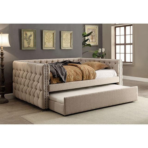 Suzanne CM1028F Ivory Transitional Full Daybed By Furniture Of America - sofafair.com