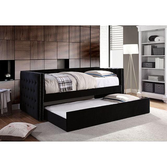 Daybed w/ Trundle by Furniture Of America Susanna CM1739BK Black Transitional - sofafair.com