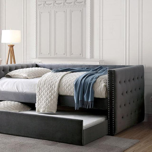 Susanna CM1739GY Gray Transitional Daybed w/ Trundle By Furniture Of America - sofafair.com