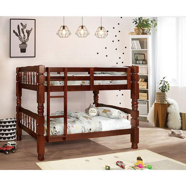Carolina CM2527CH Cherry Cottage Bunk Bed By Furniture Of America - sofafair.com