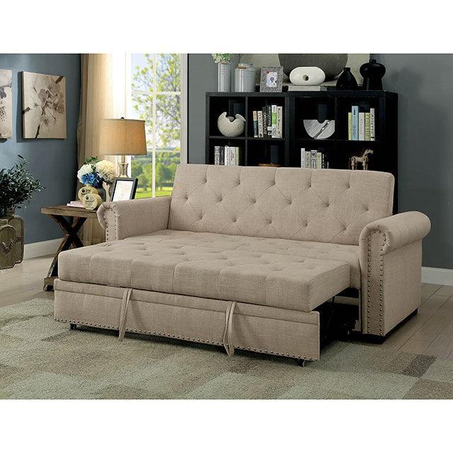 Iona CM2603 Beige Transitional Futon Sofa By Furniture Of America - sofafair.com