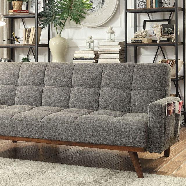 Nettie CM2605 Gray Mid-century Modern Futon Sofa By Furniture Of America - sofafair.com