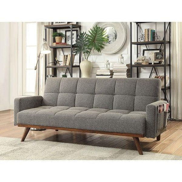 Nettie CM2605 Gray Mid-century Modern Futon Sofa By Furniture Of America - sofafair.com