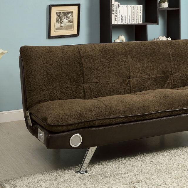 Gallagher CM2675BR Dark Brown Contemporary Futon Sofa By Furniture Of America - sofafair.com