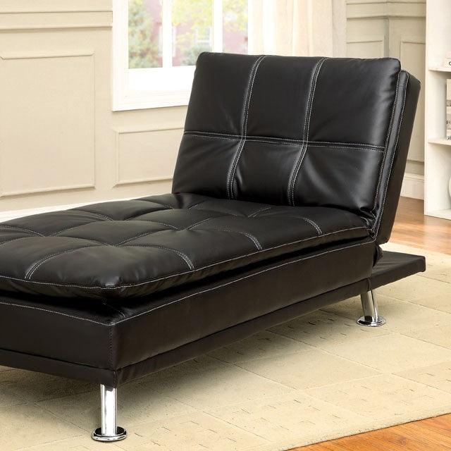 Hauser CM2677BK-CE Black/Chrome Contemporary Chaise By Furniture Of America - sofafair.com
