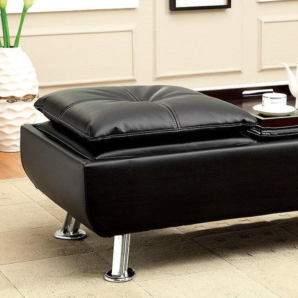 Hauser CM2677BK-OT Black/Chrome Contemporary Ottoman By Furniture Of America - sofafair.com