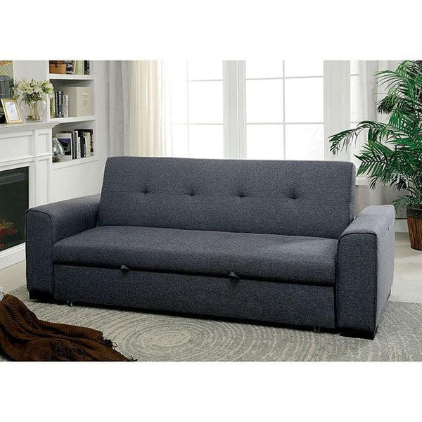 Reilly CM2815 Gray Contemporary Futon Sofa By Furniture Of America - sofafair.com