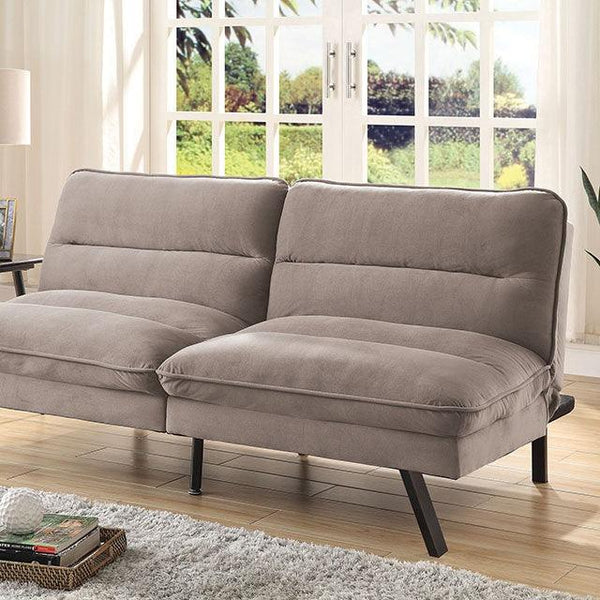 Maryam CM2819 Warm Gray Transitional Futon Sofa By Furniture Of America - sofafair.com