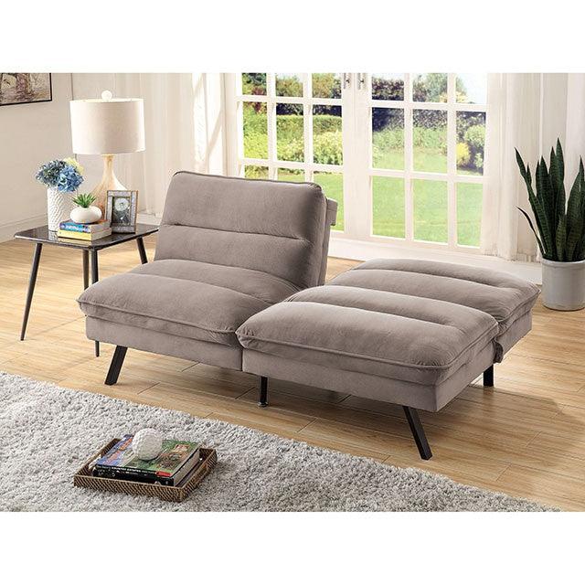 Maryam CM2819 Warm Gray Transitional Futon Sofa By Furniture Of America - sofafair.com