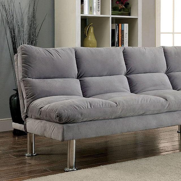 Saratoga CM2902GY Gray Contemporary Futon Sofa By Furniture Of America - sofafair.com
