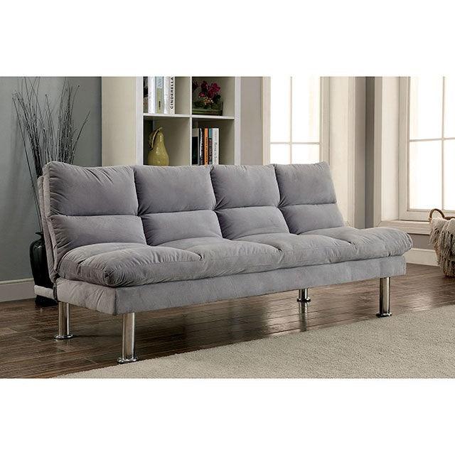 Saratoga CM2902GY Gray Contemporary Futon Sofa By Furniture Of America - sofafair.com