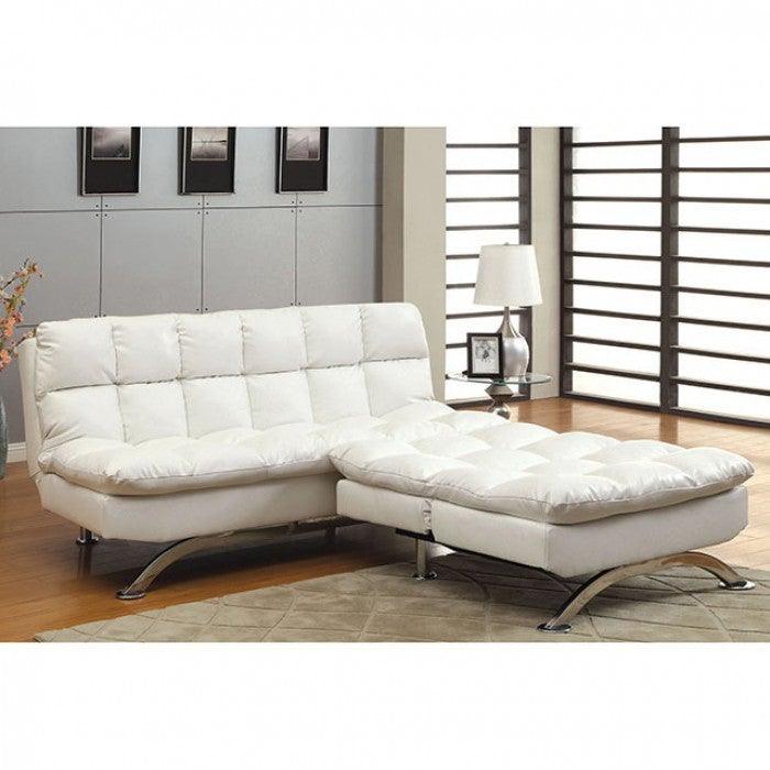 Aristo CM2906WH White/Chrome Contemporary Futon Sofa By furniture of america - sofafair.com