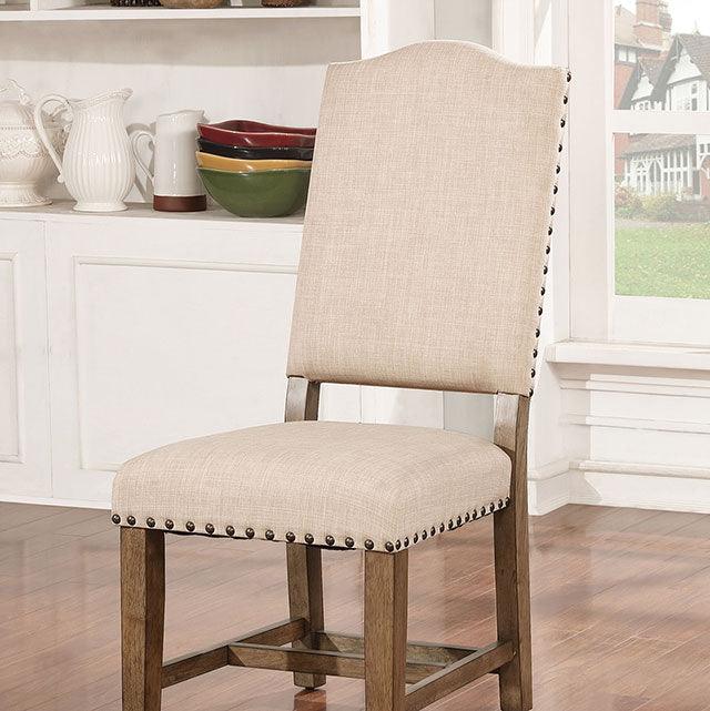 Julia CM3014SC-2PK Light Oak/Beige Rustic Side Chair (2/Ctn) By Furniture Of America - sofafair.com