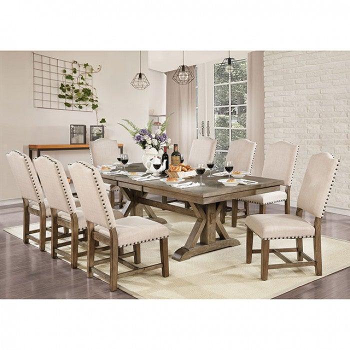 Julia CM3014T Light Oak/Beige Rustic Dining Table By furniture of america - sofafair.com