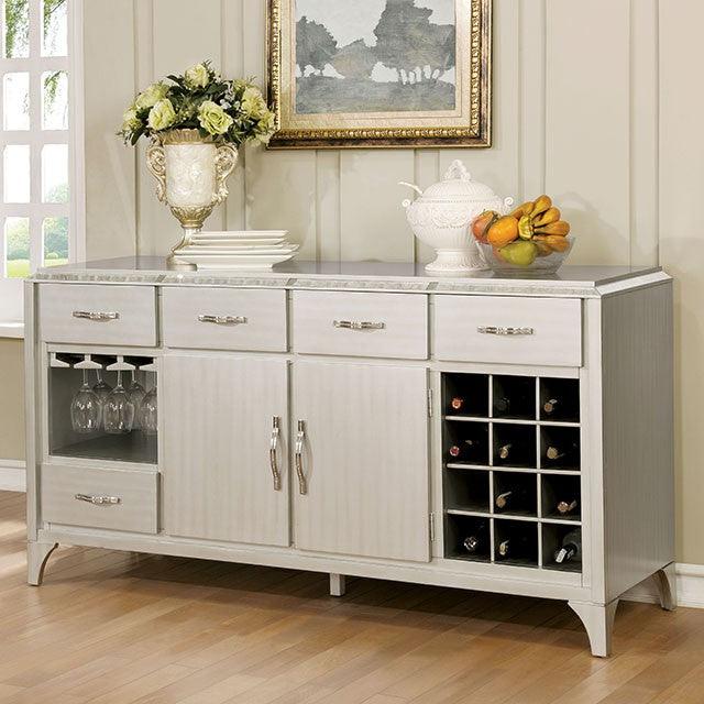 Diocles CM3020SV Silver Transitional Server By Furniture Of America - sofafair.com