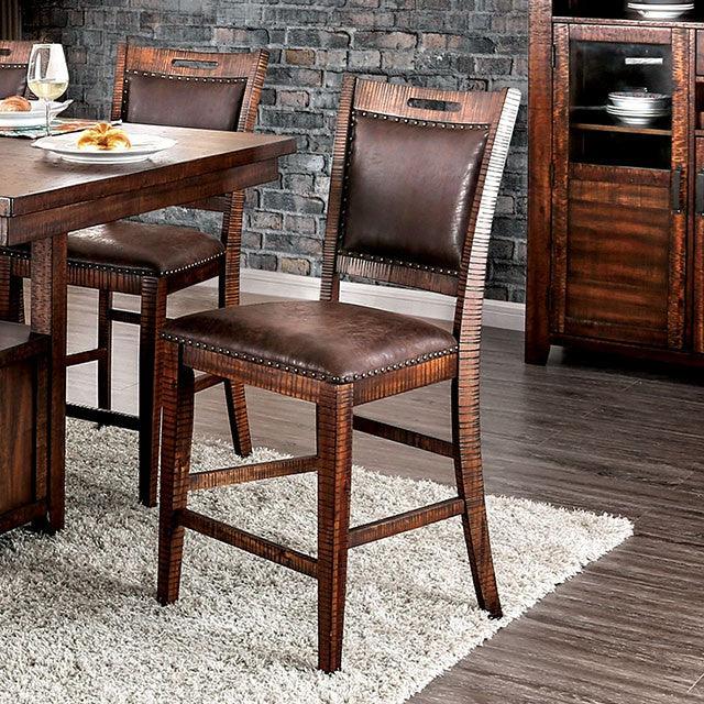 Wichita CM3061PC Distressed Dark Oak Rustic Counter Ht. Chair By Furniture Of America - sofafair.com