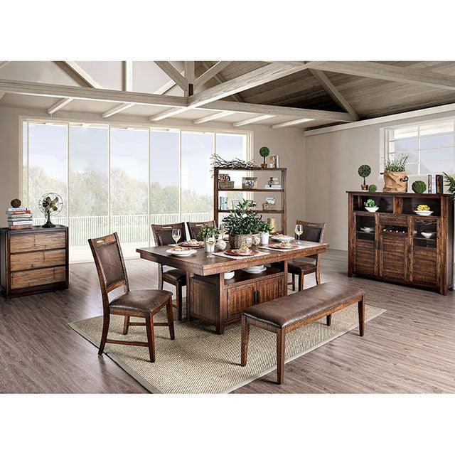 Wichita CM3061T Distressed Dark Oak Rustic Dining Table By Furniture Of America - sofafair.com