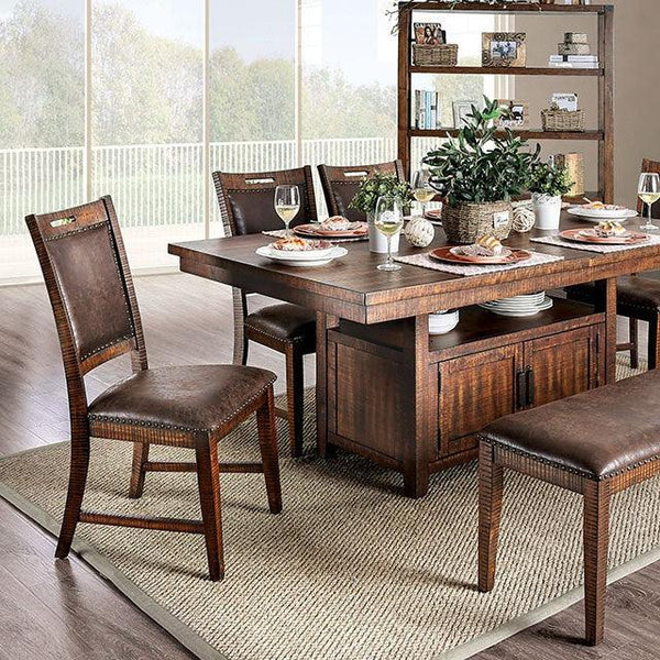 Wichita CM3061T Distressed Dark Oak Rustic Dining Table By Furniture Of America - sofafair.com