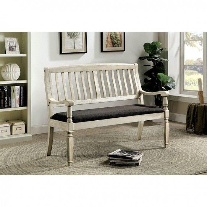 Georgia CM3089LV Antique White/Gray Transitional Love Seat Bench By furniture of america - sofafair.com