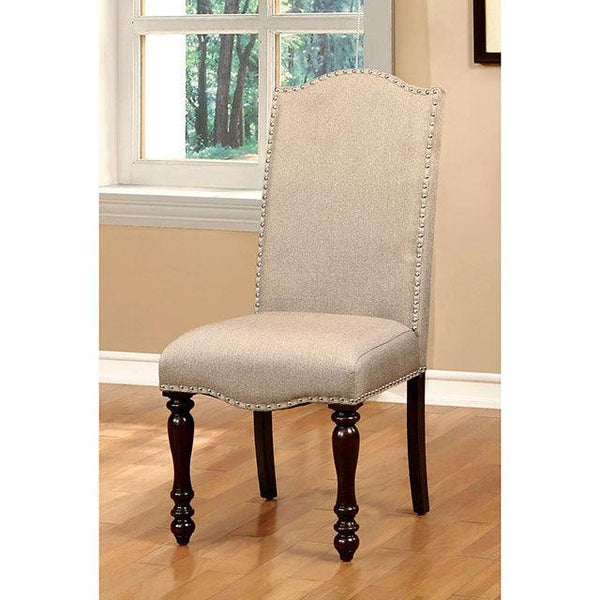 Hurdsfield CM3133SC-2PK Antique Cherry/Beige Transitional Side Chair (2/Box) By Furniture Of America - sofafair.com