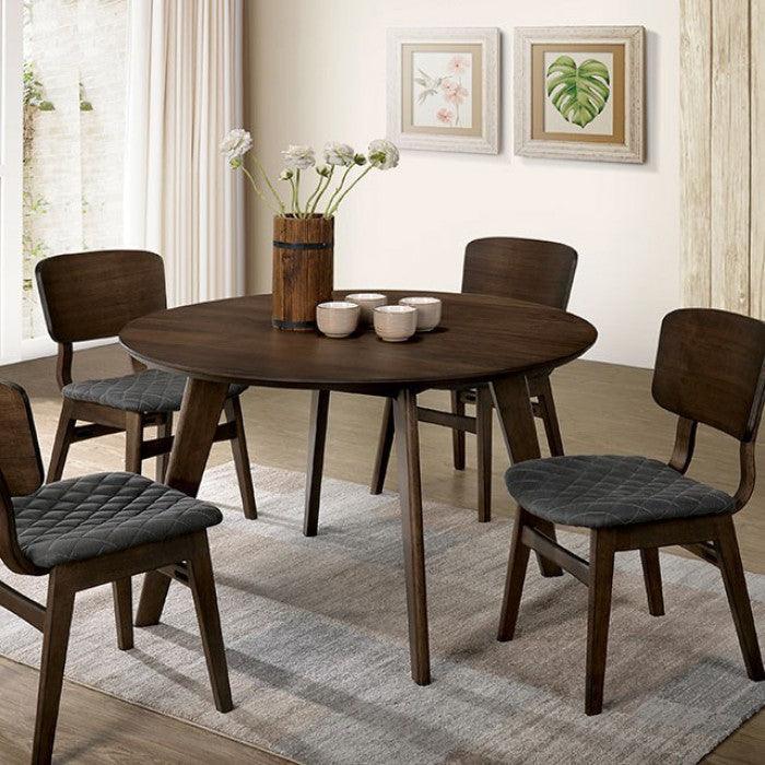 Shayna CM3139RT Walnut/Gray Midcentury Modern Round Table By furniture of america - sofafair.com