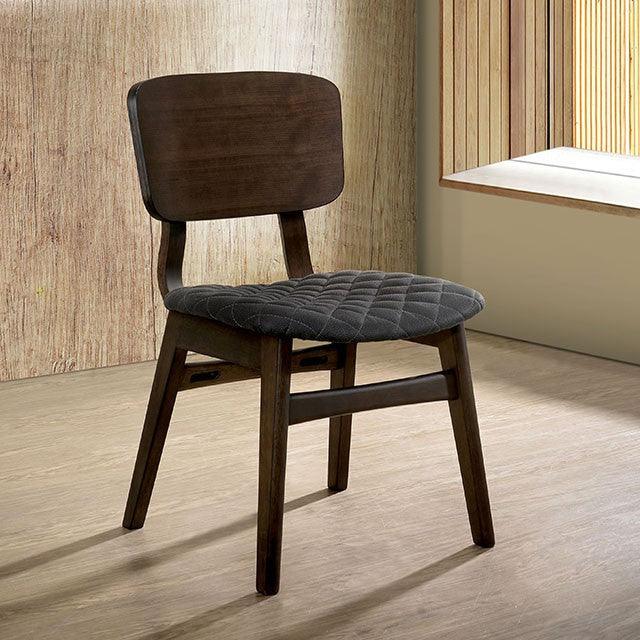 Shayna CM3139SC Walnut/Gray Mid-century Modern Side Chair (2/Ctn) By Furniture Of America - sofafair.com