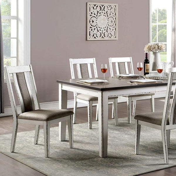 Halsey CM3142T Weathered White/Dark Walnut Rustic Dining Table By Furniture Of America - sofafair.com