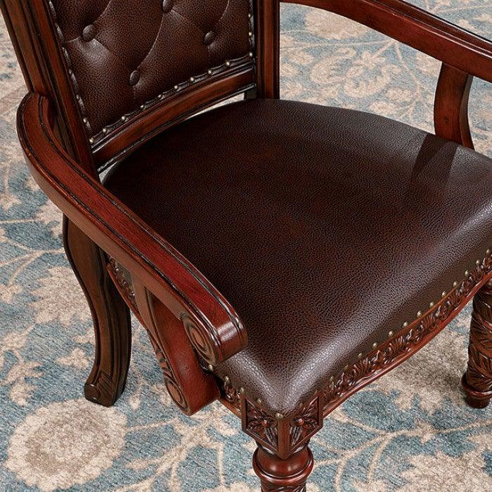 Canyonville CM3144AC Brown Cherry/Dark Brown Traditional Arm Chair (2/Box) By furniture of america - sofafair.com