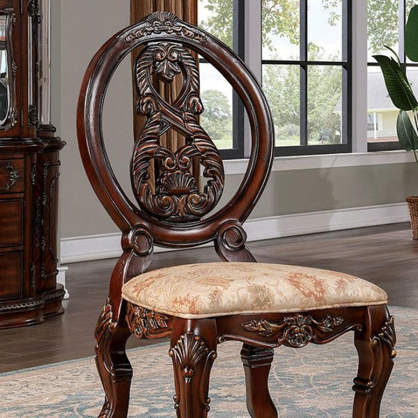 Normandy CM3145SC Brown Cherry/Tan Traditional Side Chair (2/Box) By furniture of america - sofafair.com