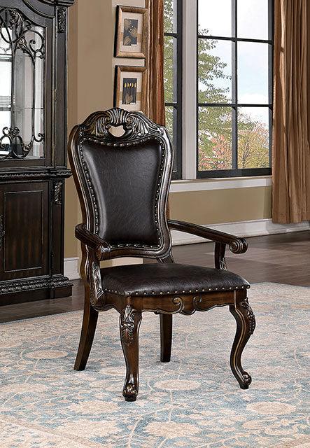 Lombardy CM3146AC Walnut/Dark Brown Traditional Arm Chair (2/Box) By Furniture Of America - sofafair.com