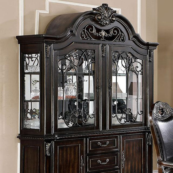 Lombardy CM3146HB Walnut Traditional Hutch & Buffet By Furniture Of America - sofafair.com