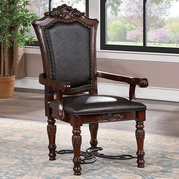 Picardy CM3147AC Brown Cherry/Black Traditional Arm Chair (2/Box) By Furniture Of America - sofafair.com