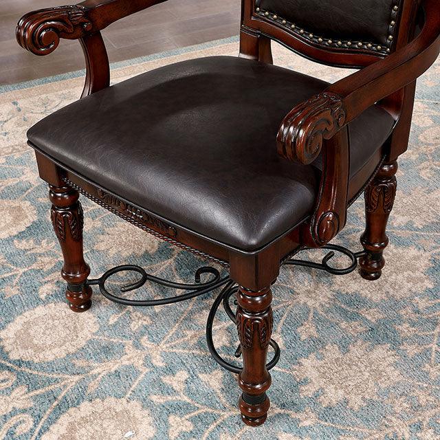 Picardy CM3147AC Brown Cherry/Black Traditional Arm Chair (2/Box) By Furniture Of America - sofafair.com