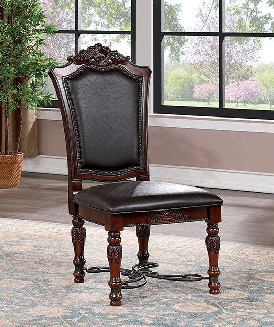 Picardy CM3147SC Brown Cherry/Black Traditional Side Chair (2/Box) By Furniture Of America - sofafair.com