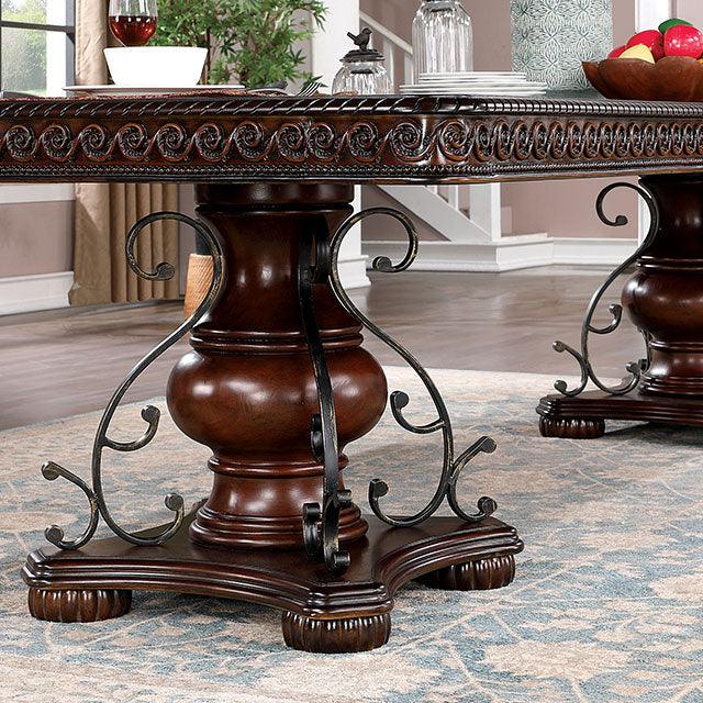 Picardy CM3147T Brown Cherry Traditional Dining Table By Furniture Of America - sofafair.com