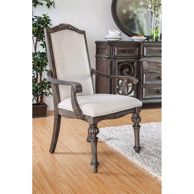 Arcadia CM3150AC-2PK Rustic Natural Tone/Ivory Rustic Arm Chair (2/Box) By Furniture Of America - sofafair.com