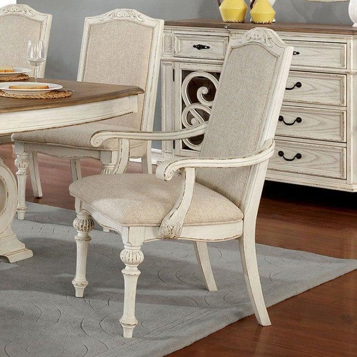 Arcadia CM3150WH-AC Antique White Rustic Arm Chair By furniture of america - sofafair.com