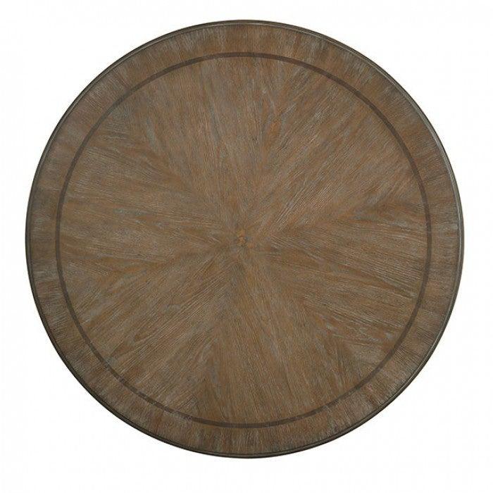 Arcadia CM3150WH-RT Antique White/Ivory Rustic Round Table By furniture of america - sofafair.com