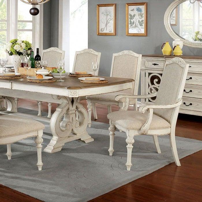 Arcadia CM3150WH-T Antique White Rustic Dining Table By furniture of america - sofafair.com